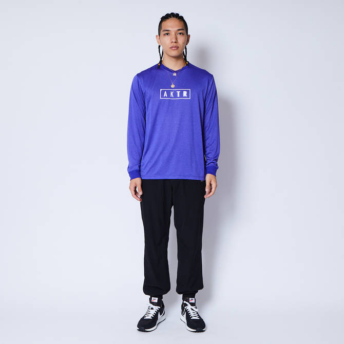 AKTR GRUNGE LOGO L/S SPORTS TEE BLUE【122-019005】