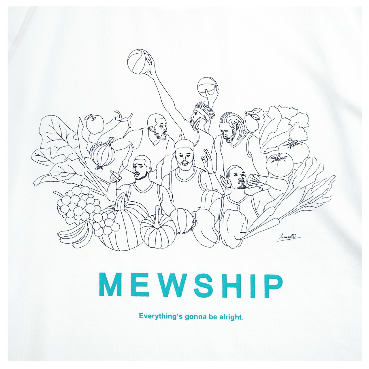 Mewship50 Vegetable friends S/S PL【White×Black×B.Green】