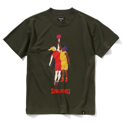 SPALDING ジュニア Tシャツ トライトゥゲザー トスアップ オリーブカーキ【SJT22059】