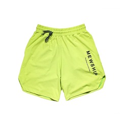 MEWSHIP LOGO split half pants <P.Green×Black>