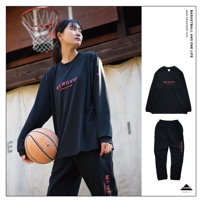 Mewship SLASH LOGO-GAP L/S PL 【Black×Pueple×Orange】