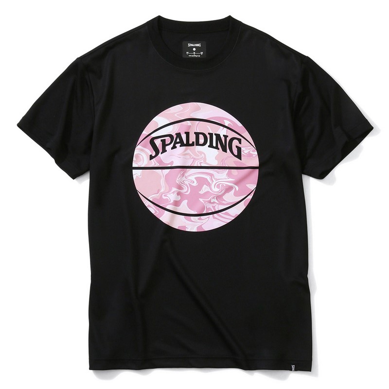 SPALDING Tシャツ ウォーターマーブルボール【SMT200200 BK×PNK】