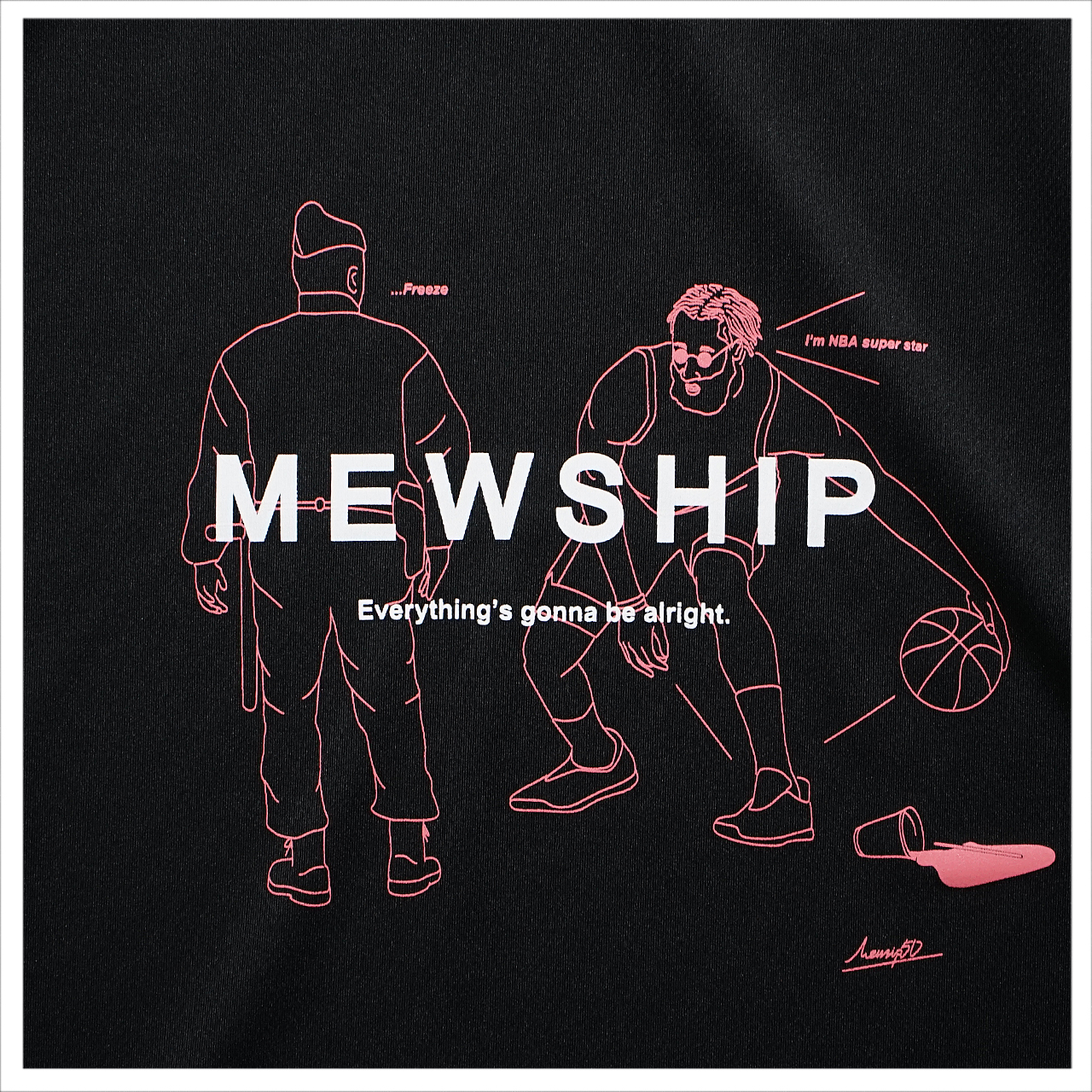 MEWSHIP Stepback Paris S/S PL (Black×S.Pink×White)