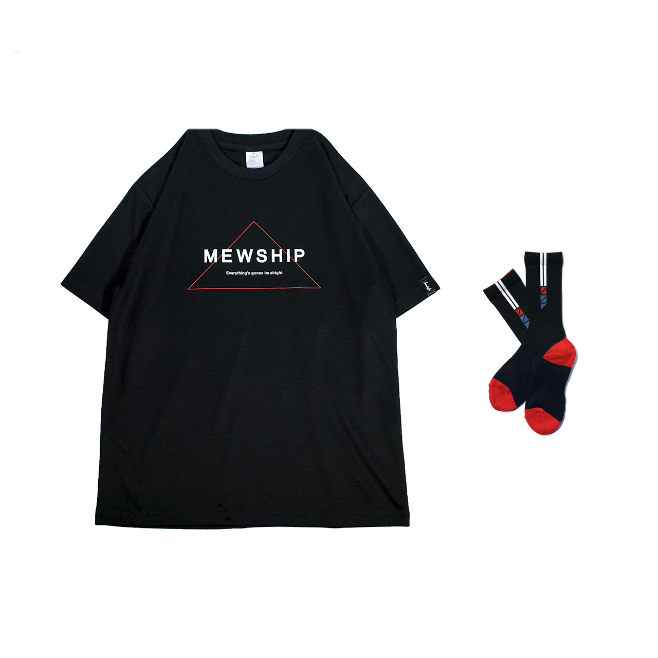 Mewship50 Triangle S/S PL【Black×White×R.Orange】